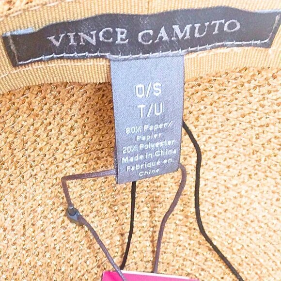 VINCE CAMUTO WOMEN'S TAN/GOLD STRAW SUNHAT W/ VISOR - Picture 3 of 4